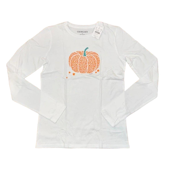 NWT J. Crew Girls' White W/Pumpkin & Fall Leaves Graphic Tee - SIZE XL (12-14) - Picture 1 of 7
